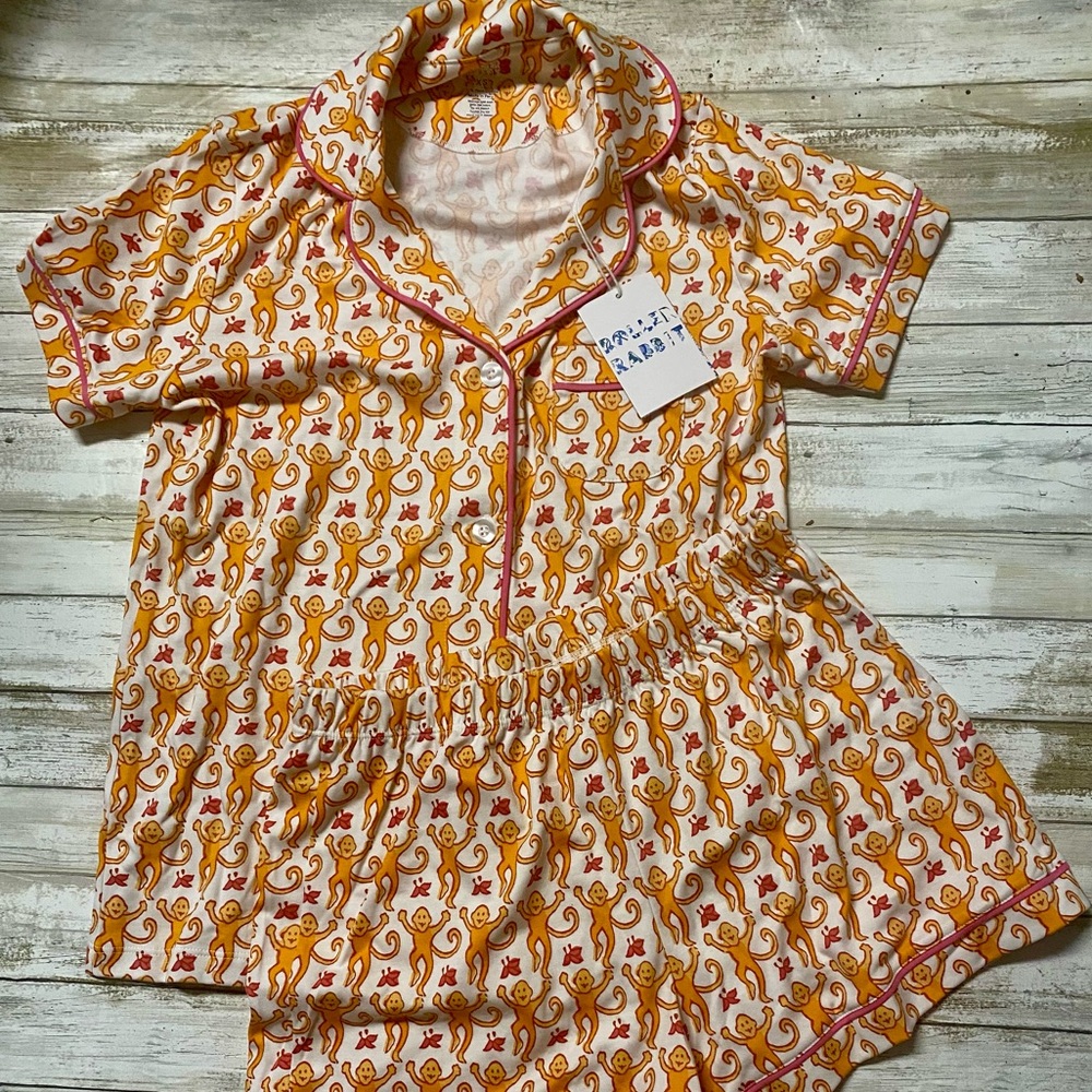 New with tags Roller Rabbit Orange Monkey Polo Pajamas